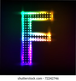 Vector alphabet. Disco letter F