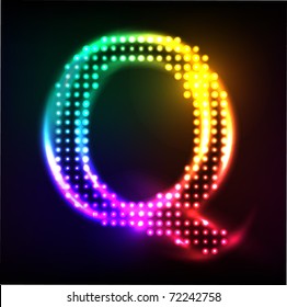 Vector alphabet. Disco letter Q