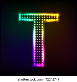 Vector alphabet. Disco letter T