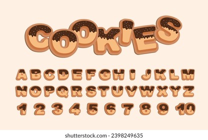 Vector alphabet of donuts. Bakery sweet tasty font. P