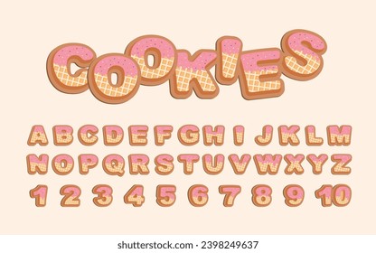 Vector alphabet of donuts. Bakery sweet tasty font. P