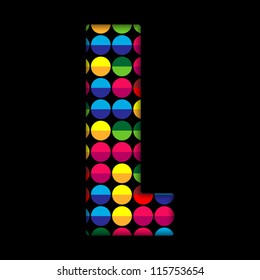 Vector - Alphabet Dots Color on Black Background L