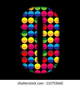 Vector - Alphabet Dots Color on Black Background O