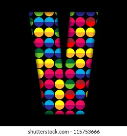 Vector - Alphabet Dots Color on Black Background V