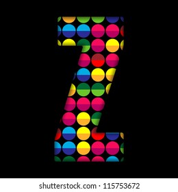 Vector - Alphabet Dots Color on Black Background Z