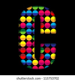 Vector - Alphabet Dots Color on Black Background C