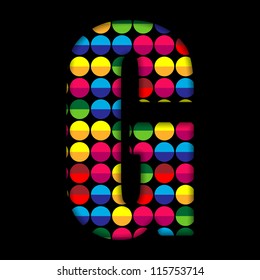 Vector - Alphabet Dots Color on Black Background G