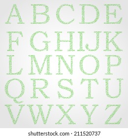Vector alphabet. Each letter consists of a set of letters of the alphabet.