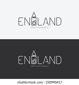 Vector alphabet england design concept with flat sign icon/ can be used for travel publishing or web design layout.