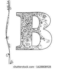 Vector alphabet with flower decoration