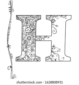 Vector alphabet with flower decoration