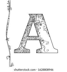 Vector alphabet with flower decoration