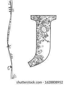 Vector alphabet with flower decoration