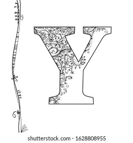 Vector alphabet with flower decoration