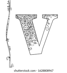 Vector alphabet with flower decoration