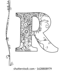 Vector alphabet with flower decoration