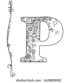 Vector alphabet with flower decoration