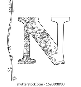 Vector alphabet with flower decoration