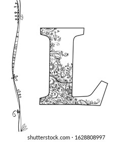 Vector alphabet with flower decoration