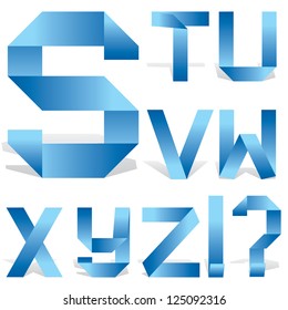 vector alphabet of folded strips of paper. Part 3