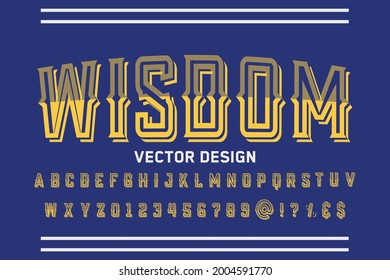 vector alphabet font, blue and orange  style background, typeface vector design