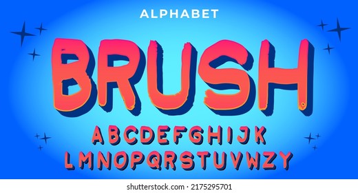 Vector alphabet font brush, playful style handmade vector alphabet.