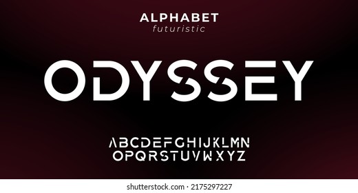 Vector alphabet font, future modern lettering style.