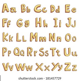 Vector alphabet font - Alphabet A through Z - Vector illustration on white background.  