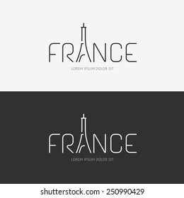 Vector alphabet france design concept with flat sign icon/ can be used for travel publishing or web design layout.