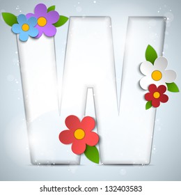 Vector - Alphabet Glass Spring with Flowers