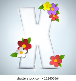 Vector - Alphabet Glass Spring with Flowers