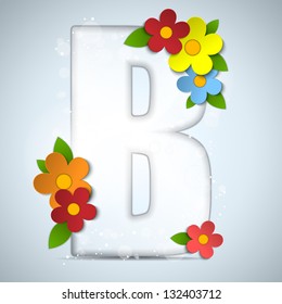 Vector - Alphabet Glass Spring with Flowers