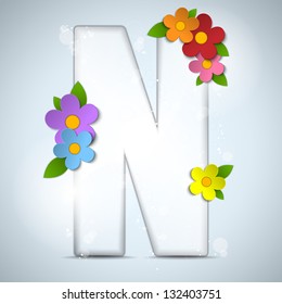 Vector - Alphabet Glass Spring with Flowers