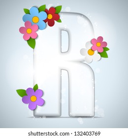 Vector - Alphabet Glass Spring with Flowers