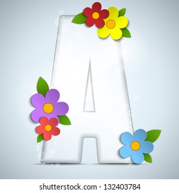 Vector - Alphabet Glass Spring with Flowers