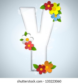 Vector - Alphabet Glass Spring with Flowers