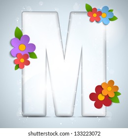 Vector - Alphabet Glass Spring with Flowers