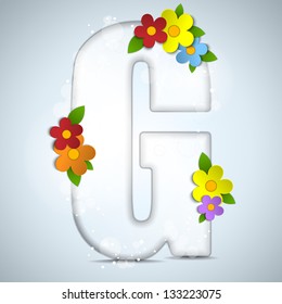 Vector - Alphabet Glass Spring with Flowers