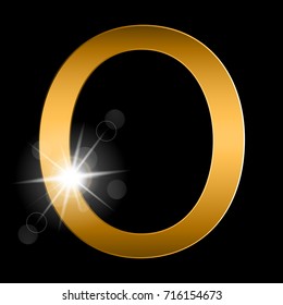 Vector Alphabet. gold letter O. gold  alphabet logo. Font style - vector illustration. 