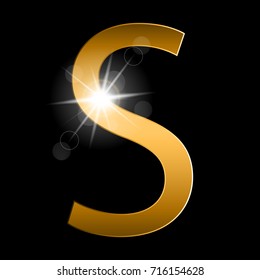 Vector Alphabet. gold letter S. gold  alphabet logo. Font style - vector illustration. 