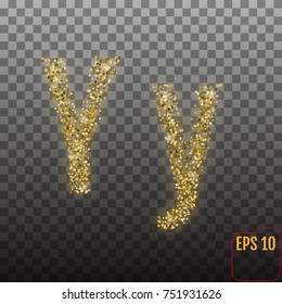 Vector Alphabet. Gold letter Y on transparent background - vector illustration.