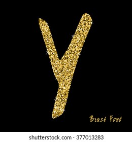 Vector alphabet  with golden glitter. Hand drawn letters. Letters of the alphabet written with a brush.