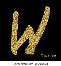 Vector alphabet  with golden glitter. Hand drawn letters. Letters of the alphabet written with a brush.