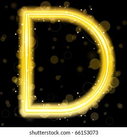 Vector - Alphabet Golden Letters with Glitter and Sparkles