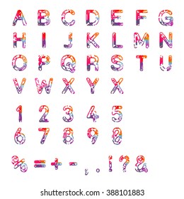Vector alphabet with gradient effect letters.