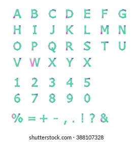 Vector alphabet with gradient effect letters.