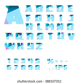 Vector alphabet with gradient effect letters.