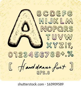 Vector alphabet. Hand drawn font. Ink. Eps 8.