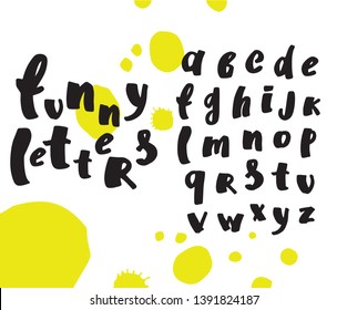 Vector alphabet. Hand drawn letters. Letters of the alphabet written with a brush.
