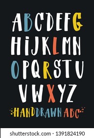 Vector alphabet. Hand drawn letters. Letters of the alphabet written with a brush.